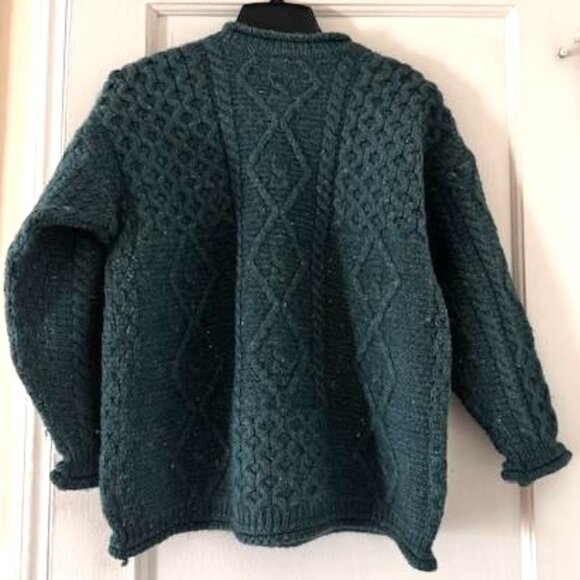 Carraig Donna Pure Wool Cable Knit Irish Aran Sweater Cabin Cottagecore - Picture 4 of 9